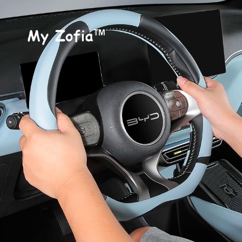 For BYD Dolphin Mini Seagull 2024 2025 2026 Car Steering Wheel Cover Leather Non-slip Sweat proof Handle Cover Accessories