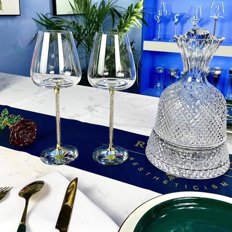 European Style Rotating Wine Decanter and Burgundy Glass Set