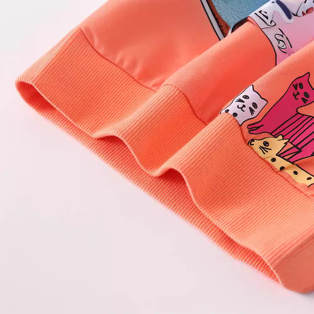 Girls' & Boys' Cartoon Long Sleeve Terry Cotton Hoodie - European & American Style Autumn Wear