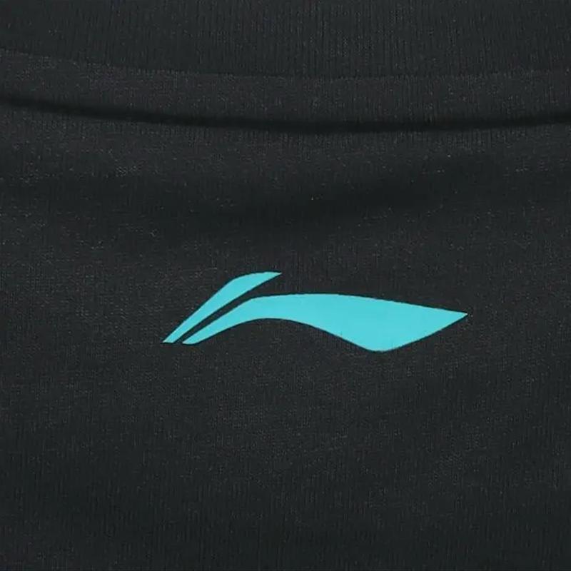 Li-Ning Letter Round Neck Versatile Short Sleeve Solid Color Comfortable Fashion Casual Sports Suit Unisex Suit Black AHST465-2+AKYT073-1