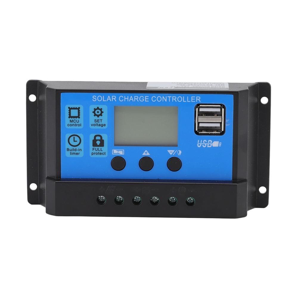 60A Solar Charge Controller LCD Display Intelligent Solar Regulator RVs Systems чёрный