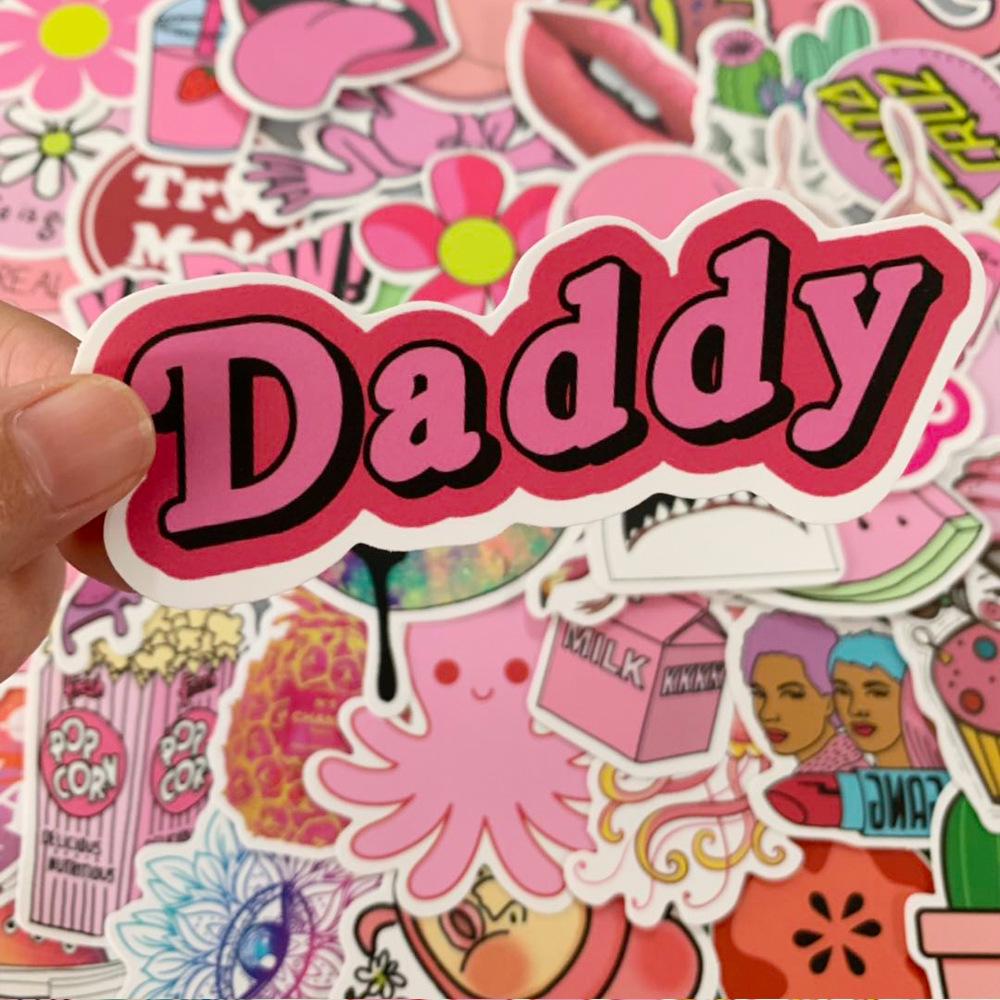 100 VSCO Style Pink Girl Non-infringement Suitcase Stickers Waterproof Graffiti Travel Case Stickers