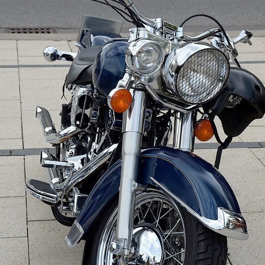 6.3\\\\\\\" Retro Motorcycle Grill Diamond Side Mount Headlight Cover Mask Cafe Racer