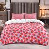 Strawberry Duvet Cover Full Size Comforter Cover Cute Strawberry Pattern Pink Decor Bedding Set for Kids Boys Girls Adults 3Pcs