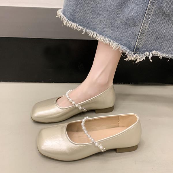Fashion Square Toe Shoes Woman Flats Modis Dress Summer New 2025 Mary Janes Shoes Woman 2025 Modis Square Toe Female Footwear New Cute S