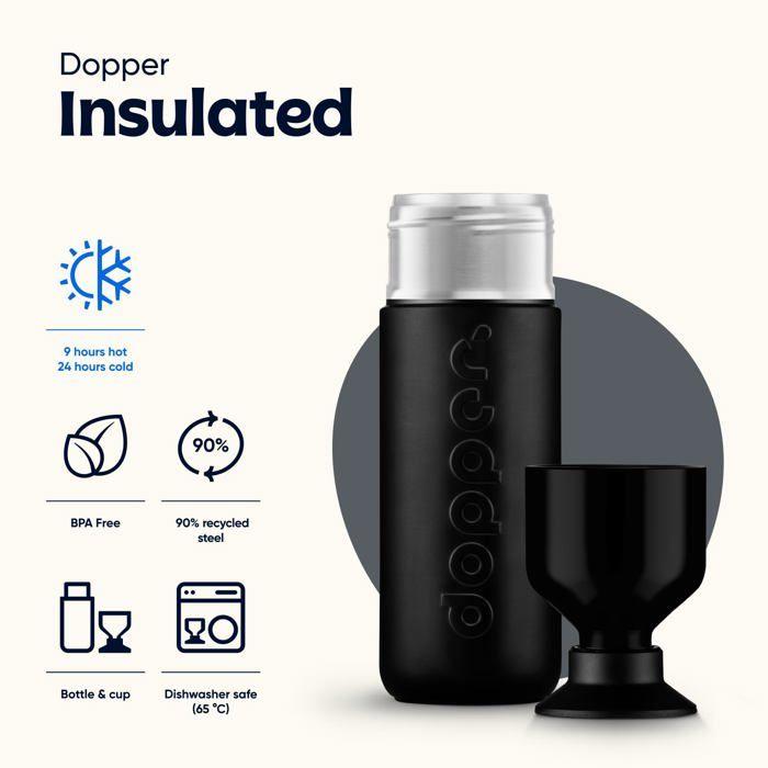 Bouteille isotherme - Dopper - Insulated - Acier inoxydable 18/8 - 580 ml - Noir