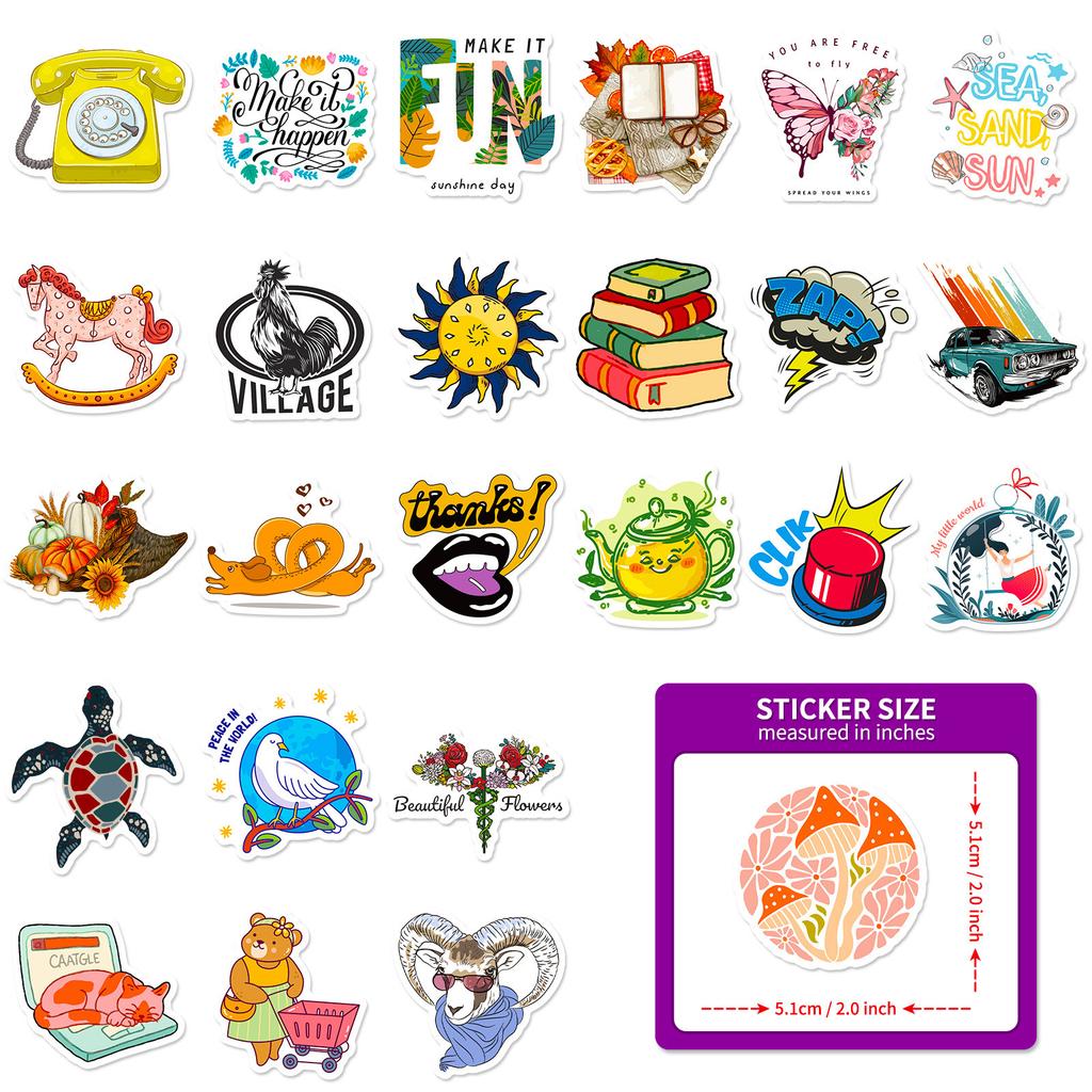 50 Mixed And Matched Ins Graffiti Stickers, Personalized Creative Shein Can Be Repeatedly Pasted Waterproof Stickers