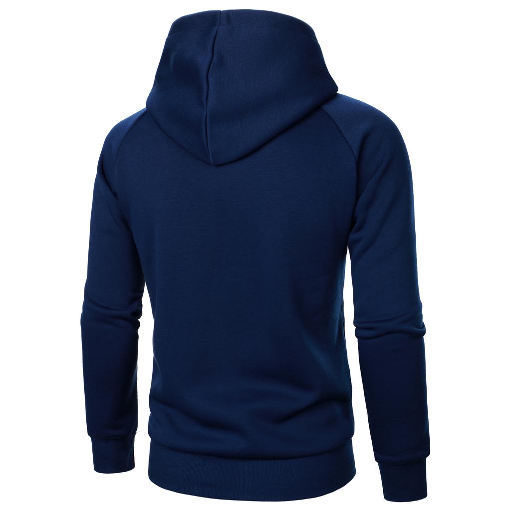 Autumn Winter New Men's Solid Hooded Long Sleeve Side Oblique Zipper Design Fashion Sports Hoodies Yasheng