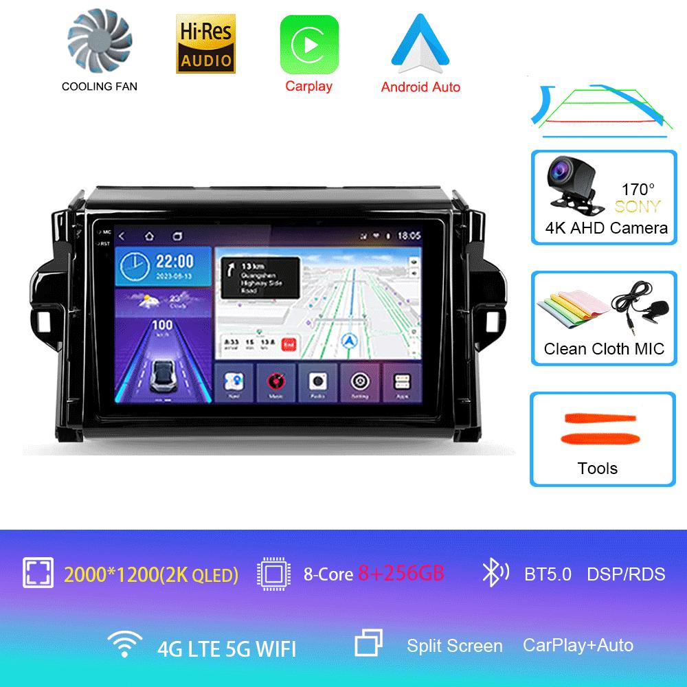 Car Radio Android 14 For Toyota Fortuner 2 2015 2016 2017 2018 2019 2020 Stereo Multimedia Navigation GPS Carplay 2 Din Headunit