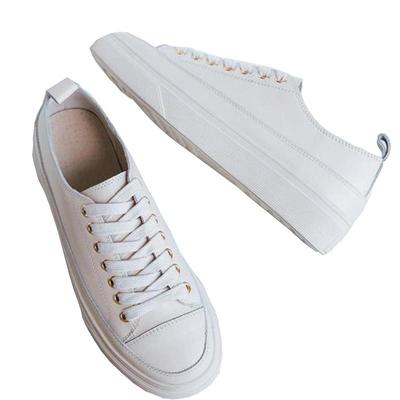 Zapatos de cuero genuino primavera otoño cuero de vaca mocasines de fondo plano zapatos blancos zapatillas de deporte de mujer zapatos vulcanizados