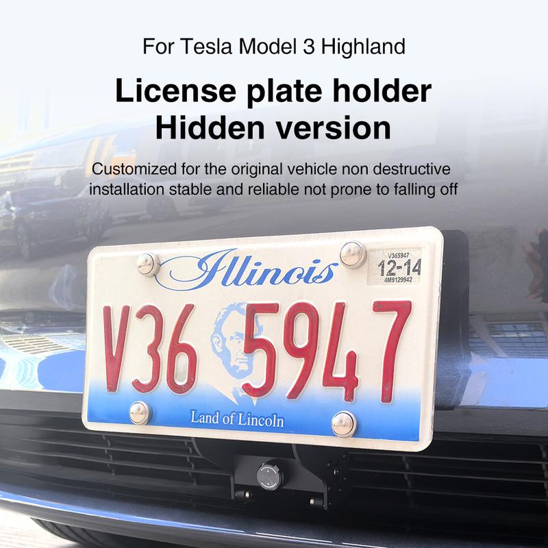 Fit For Tesla Model Y Juniper Model 3 Highland 2025 Diamond Free Front License Plate Holder Adhesive Free License Plate Holder