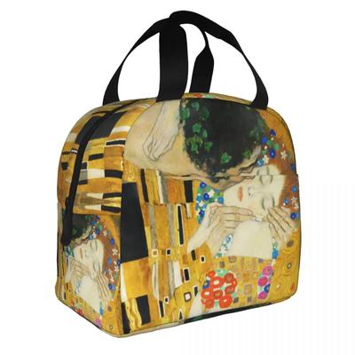 Borsa termica per il pranzo Klimt Bacio per donne Portatile Raffreddatore termico Gustav Klimt Freyas Art Pranzo al sacco Lavoro Scuola Borse per cibo