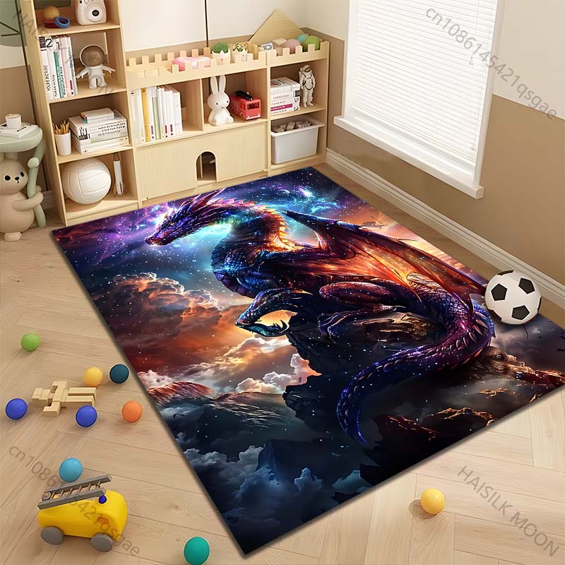 Multiple sizes Dragon soaring in the cosmos Print Carpet Rug for Living Room Bedroom Sofa Doormat Home Decor Non-slip Floor Mat