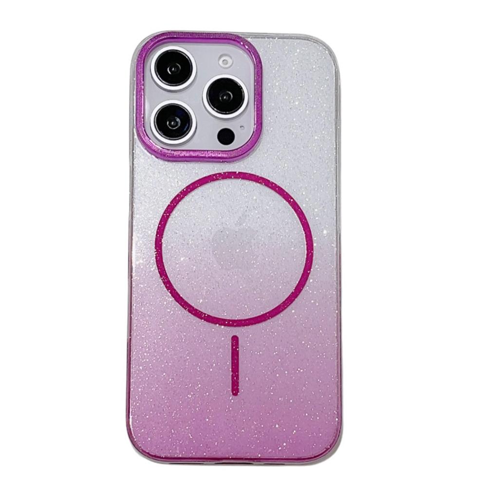 KEYSION Luxuriöse magnetische Handyhülle mit Farbverlauf und Glitzer für MagSafe für iPhone 14 15 16 Pro Max 16e 16 Plus Harte PC Stoßfeste Hülle