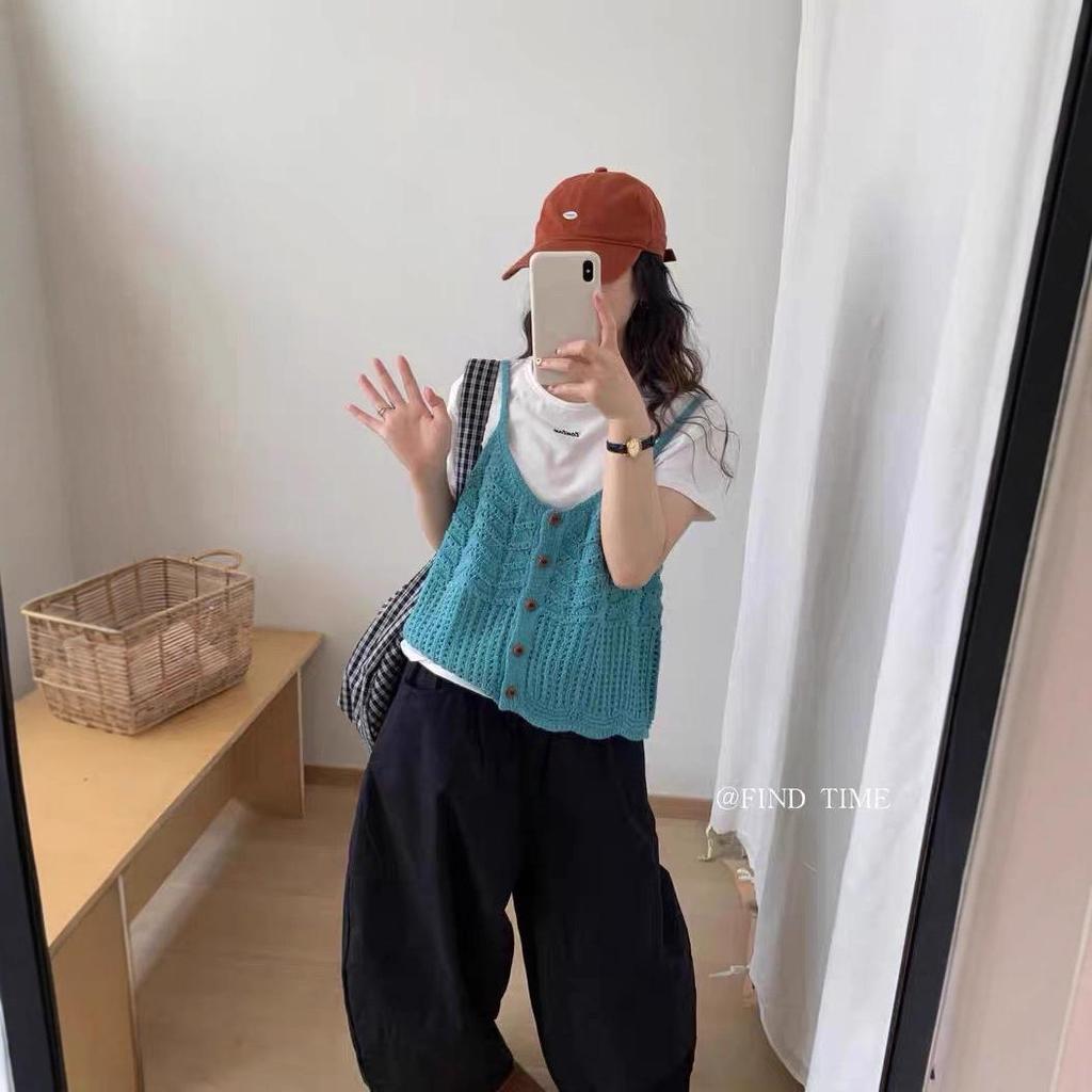 Herbst 2025 Wellenmuster Strickweste: Koreanischer Stil einreihiges Lagen-Tanktop