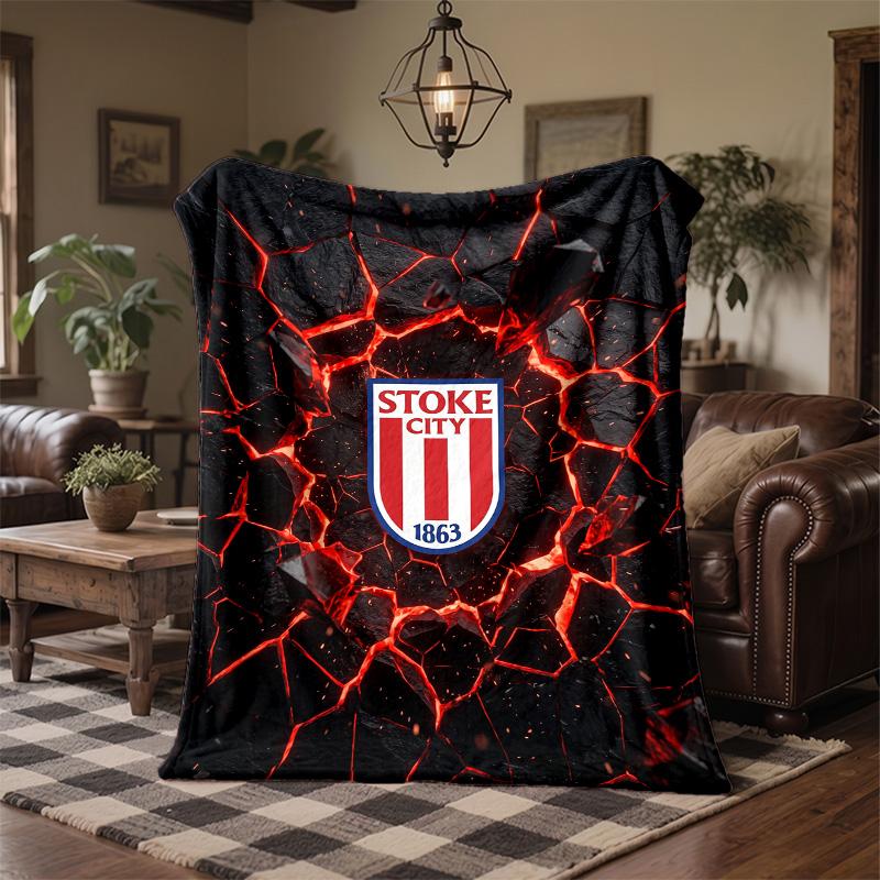 Stoke City Football Print Flannel Blanket Soft Warm Sofa Bed Throw Blanket For Home Office Bedroom