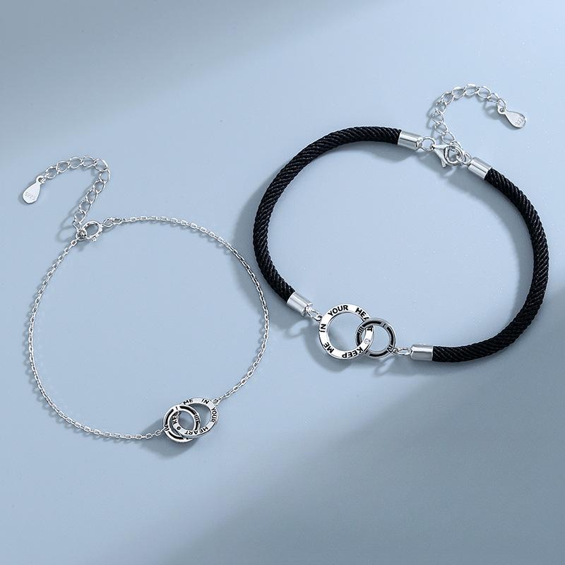 Interlocking Couple Bracelet Korean Version of Simple Niche Woven Hand Rope Valentine's Day Gift for Girlfriend