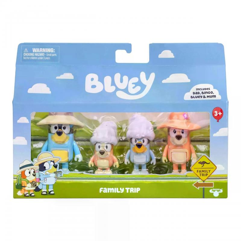 Spot Bluey Family Holiday Figure 4 Pack Family Trip Action Figures Birthday Present Decorative Ornaments On The Tabletop