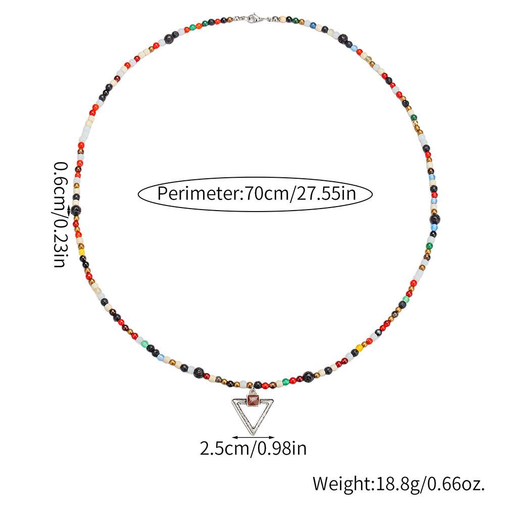 Ethnic Style Geometric Glass Bead Necklace With Leather And Alloy For Men And Women