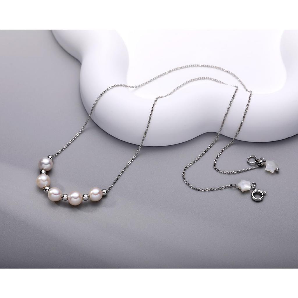 Genuine Pearl Necklace for White Freshwater 14K Handmade 45cm NP11J [Stjarna] Women, Pearl, 6-7mm, Gold, Necklace, Adjustable,