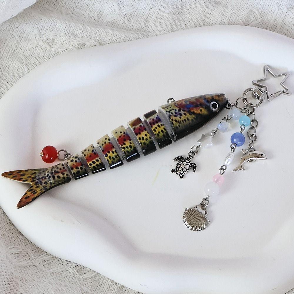 Multi Jointed Fish Hook Key Chain Simulation Backpack Pendant Creative Keychain Pendant  Gifts