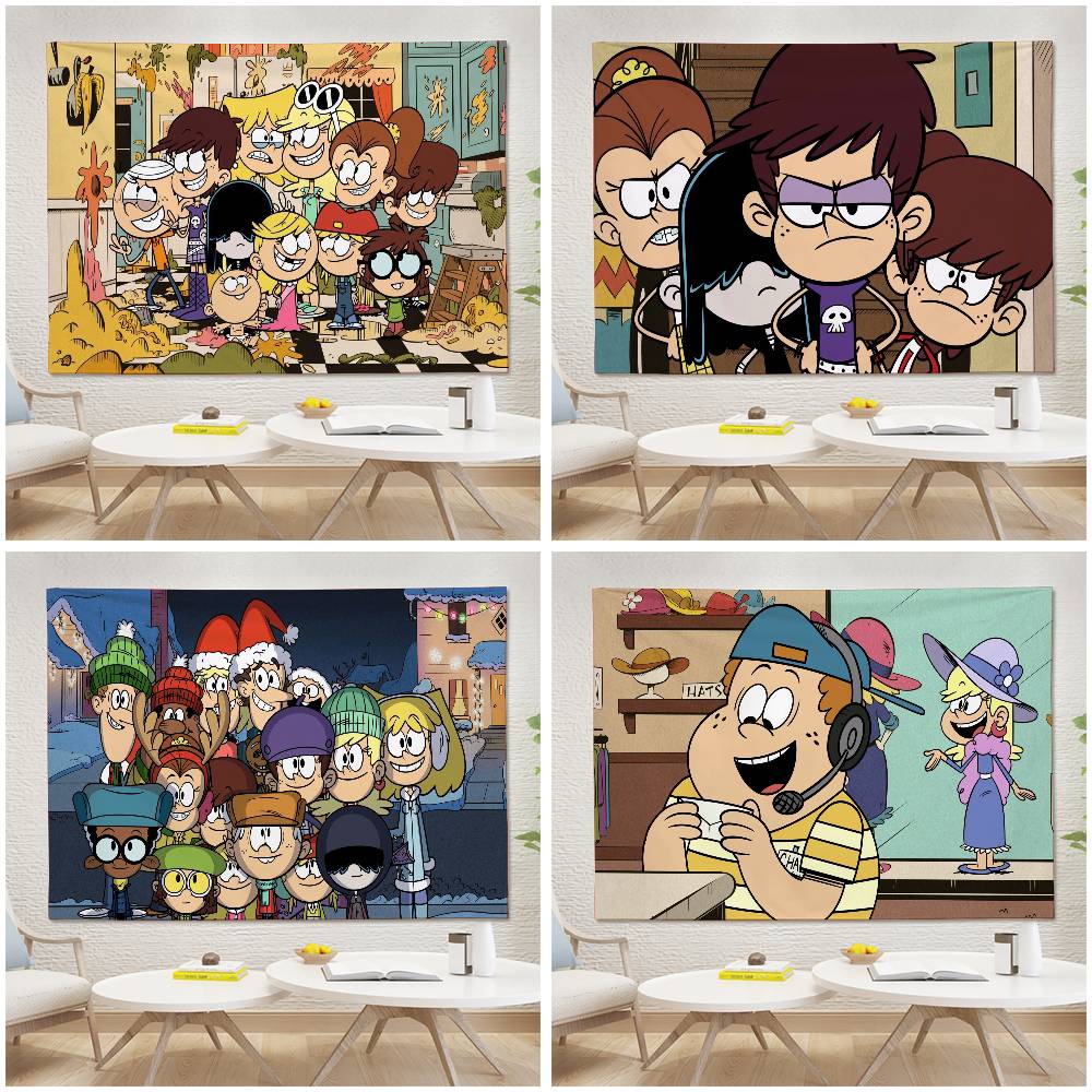 The LLoud Cartoon House Tapestry Wall Hanging Printed Polyester Tapestry INS Decoration Wall Decor