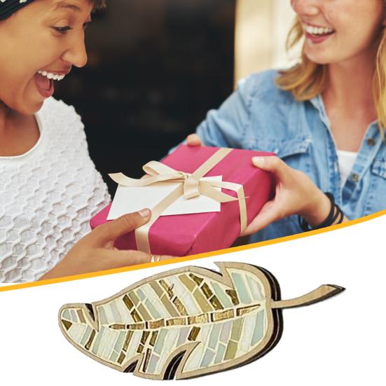 1 Set DIY Mosaic Leaf Kit Handmade Colorful Mosaic Craft Leaf Shape Home Office Decoration Adults Kids Crafts Lovers Gift