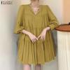 Women Casual V-neck Loose Long Sleeve Solid Blouse