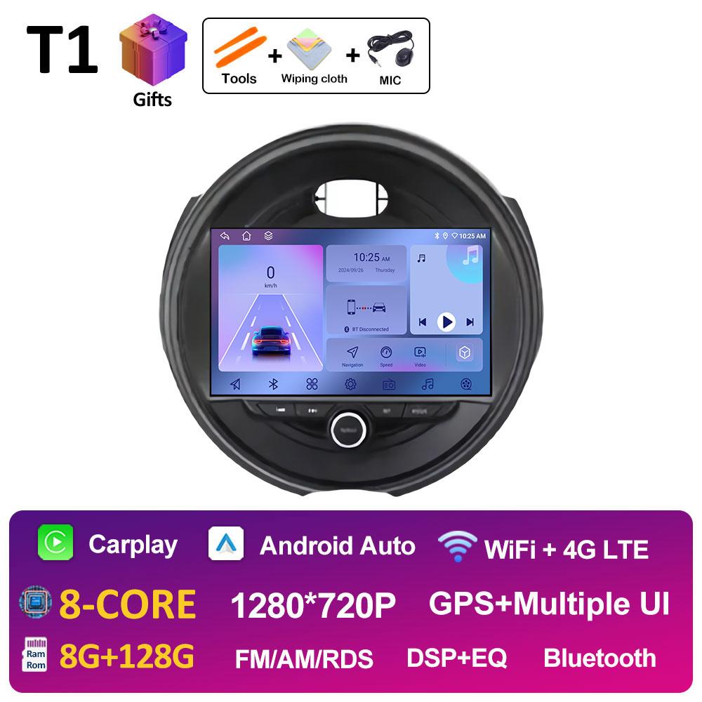 For BMW Mini Cooper Car Multimedia Audio Video Player Android OS Wireless Carplay DSP Stereo QLED IPS Screen Bluetooth Head Unit
