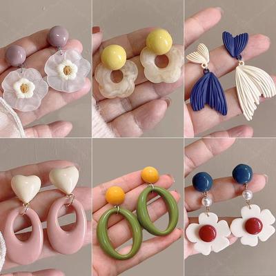 Color Earrings for Summer Women's Stud Earrings Dopamine Flower Earrings