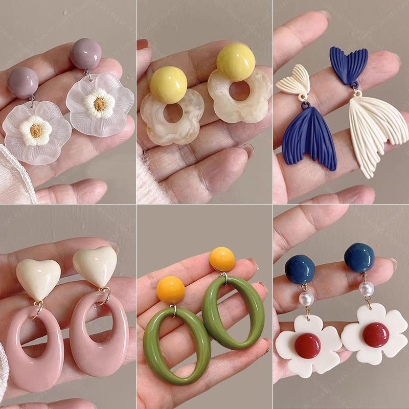 Pendientes de Colores para Verano Pendientes de Botón para Mujer Pendientes de Flor Dopamina