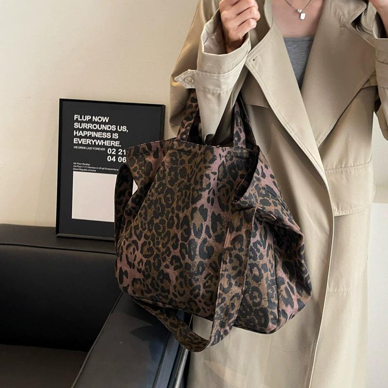 Women's Fashion Leopard Print Tote Bag, Large Capacity Shoulder Bag, Casual Trendy Versatile Daily Commute & Shopping Bag