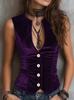Women S Sleeveless Velvet Button Front Slim Fit Vest