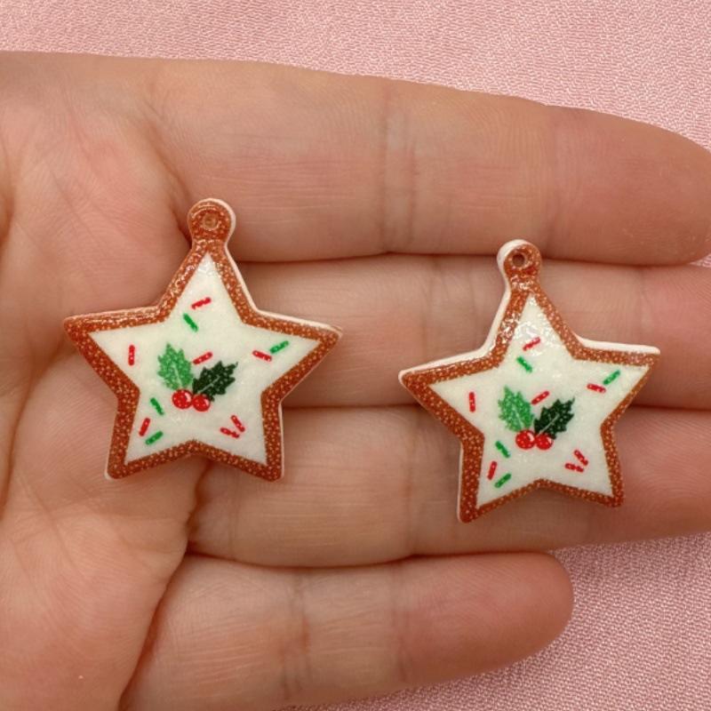 5pcs Creativity Resin Christmas Pendants DIY Jewelry Making Earrings Bead Necklaces Keychains Jewelry Decoration Accessories