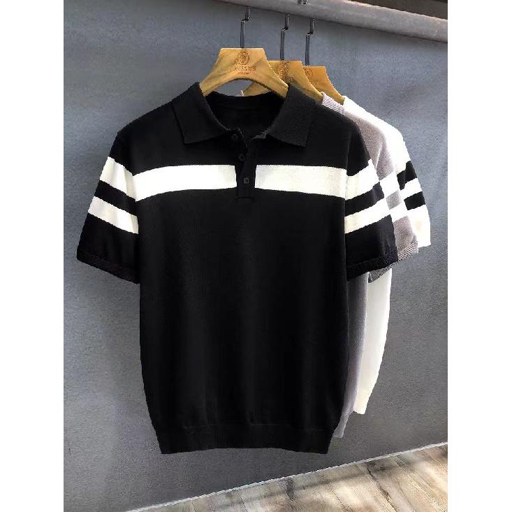 Short Sleeve T-Shirt Men Summer 2025 New Fashion Men's Stylish High-End Striped Polo Shirt Trendy Brand