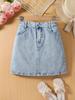 Girls' Denim Skirt (Single Piece) — Casual, Simple, and Cute A-Line Style; Trendy, Fashionable, and Versatile