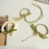 Fresh Lily of the Valley Hair Tie - Large Bowknot Elastic Band for Mori Girl Hairstyles