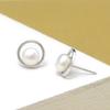 Light Luxury High-End Natural Freshwater Round Stud Earrings Women'S Simple Hollow Plain Ring Earrings Inlay
