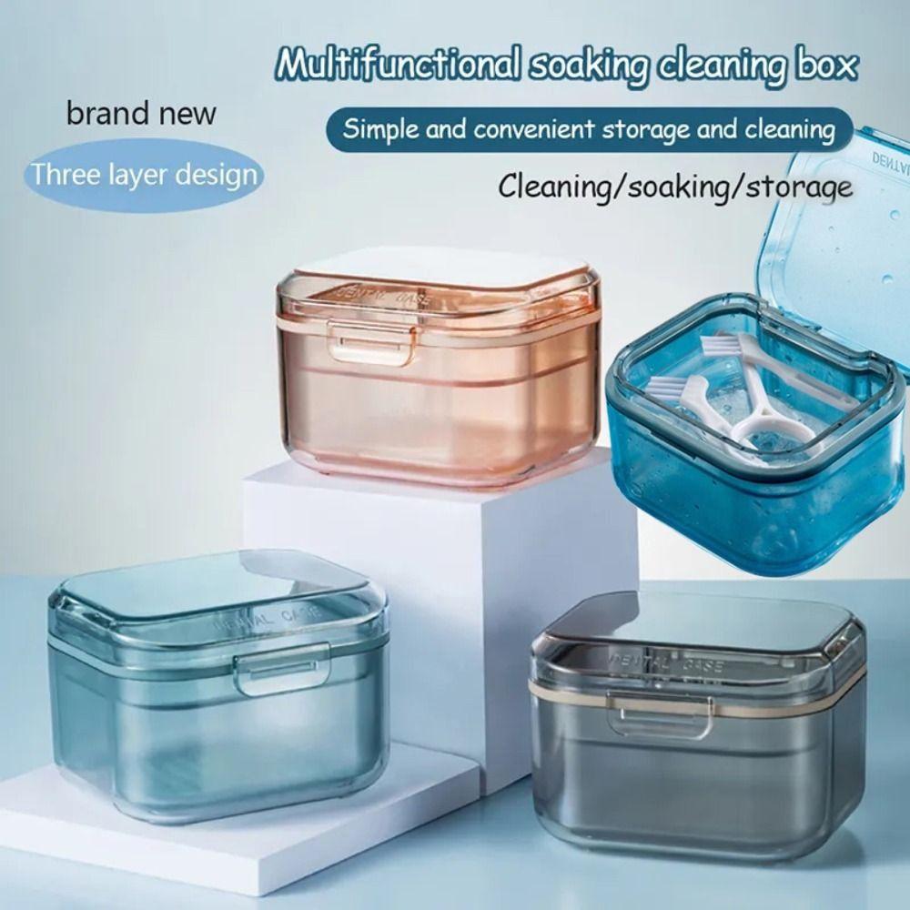 Transparent Denture Storage Case Draining Dental Braces Container  Orthodontic Retainer