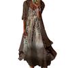 2Pcs/Set Dress Set V-Neck Large Hem Printed Summer Women Sling Design Dress Long
