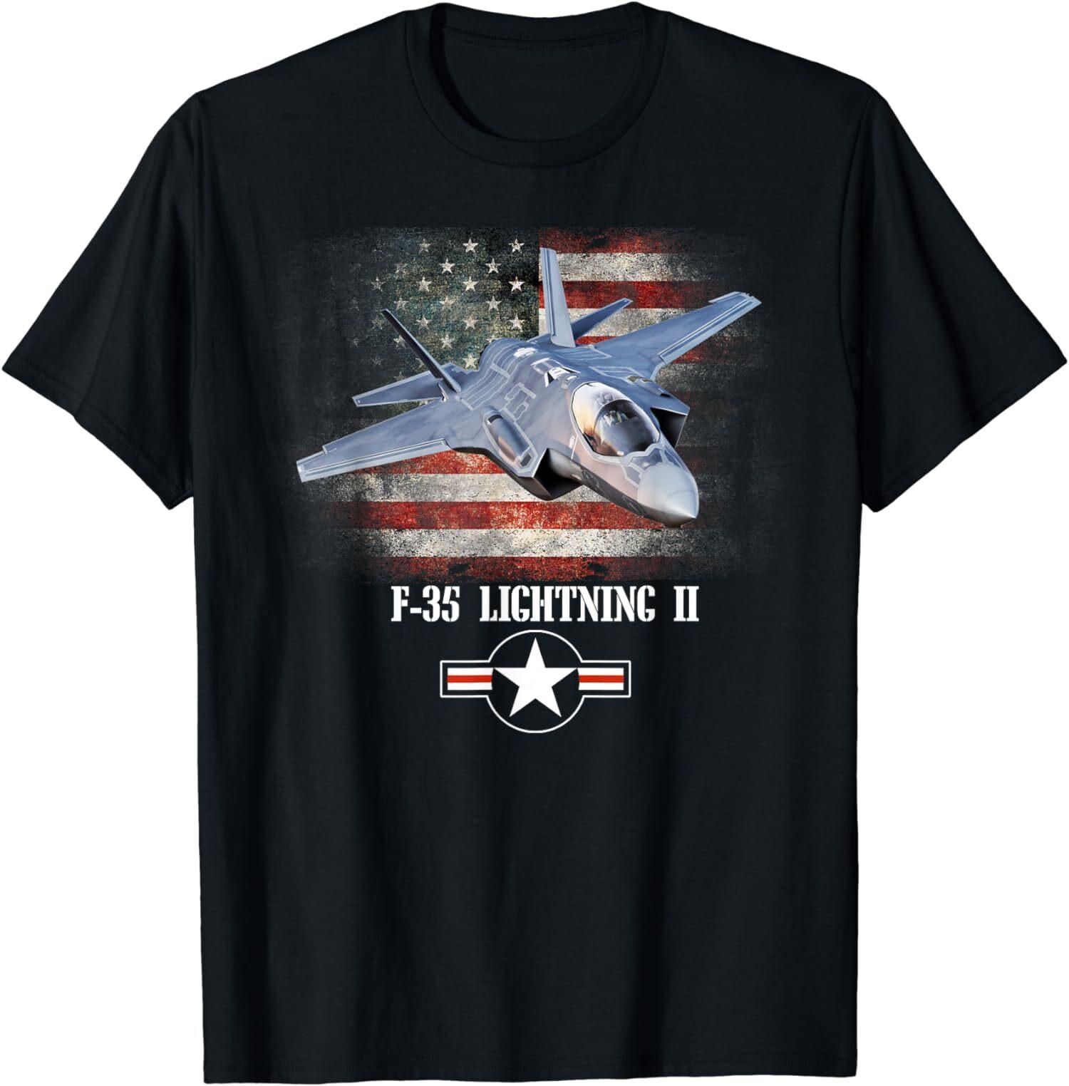 NEW LIMITED F-35 Lightning US Flag Proud Air Force Military Veteran Shirt L