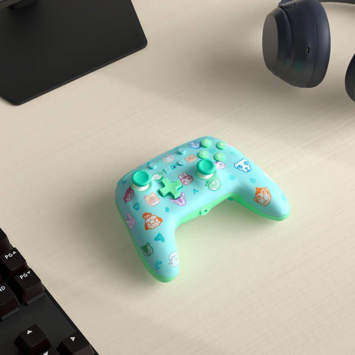 Manette De Jeu - POWER A - Animal Crossing : New Horizons - Filaire - Vibration - Vert Et Bleu