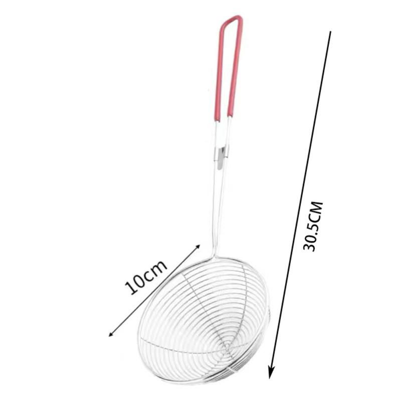 1PC Red Handle Strainer Stainless Steel Bubble Tea Colander Boba Milk Tea Spoon Filter Pearl Durable Safe Round Kitchen Gadgets