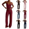 Women's Solid Color Sports Yoga Tank Top and Wide Leg Pants Two Piece Set Stretchy Comfortable Fit