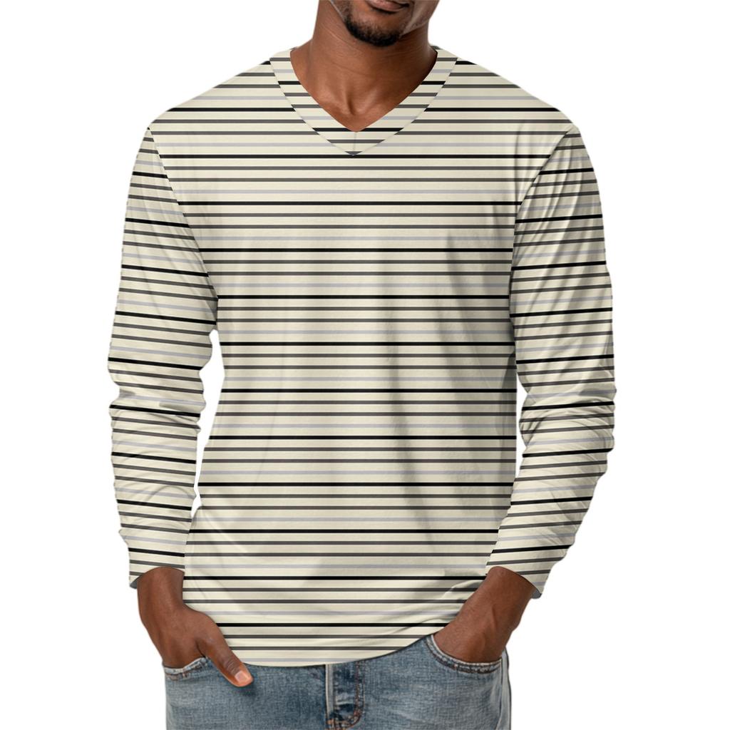 Herr V-ringad Casual Mode Tryckt Långärmad T-shirt Topp