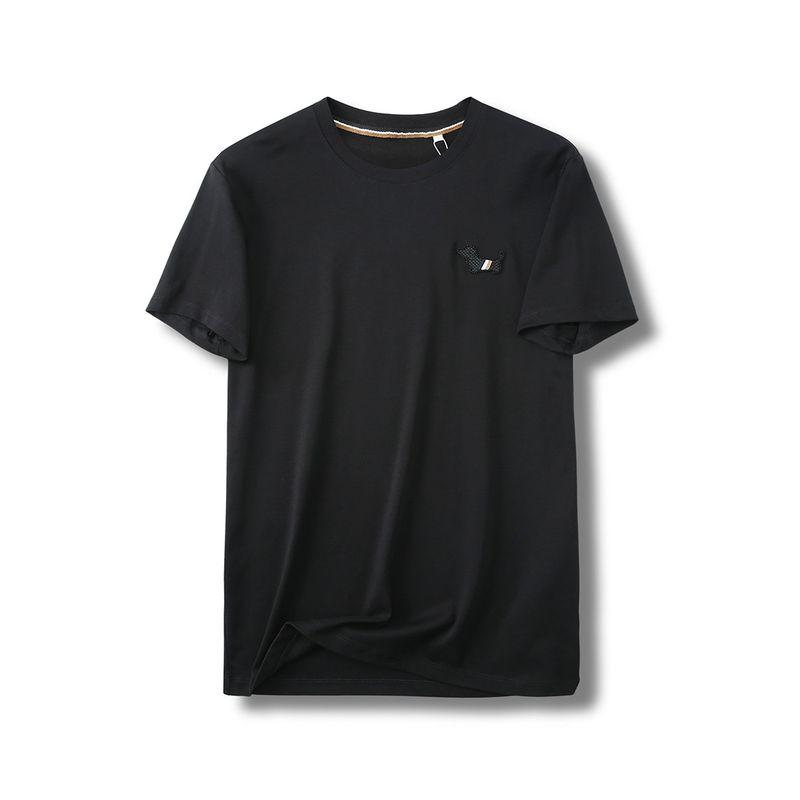 Accessible Luxury Pure Cotton Short-Sleeved T-shirt Men's Summer New Arrival Embroidered Crew Neck Clothes Export Men's Full Cotton Casual T-shirt