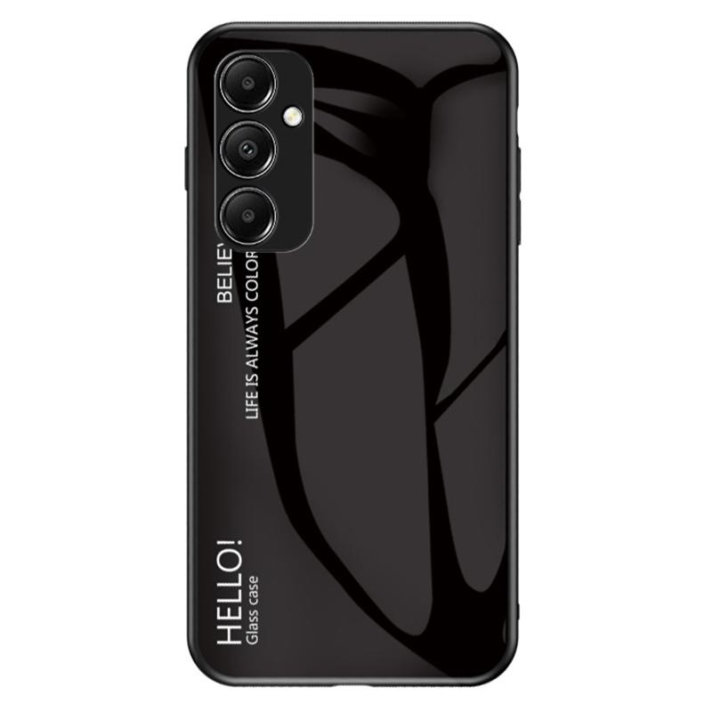 

For Samsung Galaxy A05s 4G Case Tempered Glass+PC+TPU Gradient Anti-fall Phone Cover Black