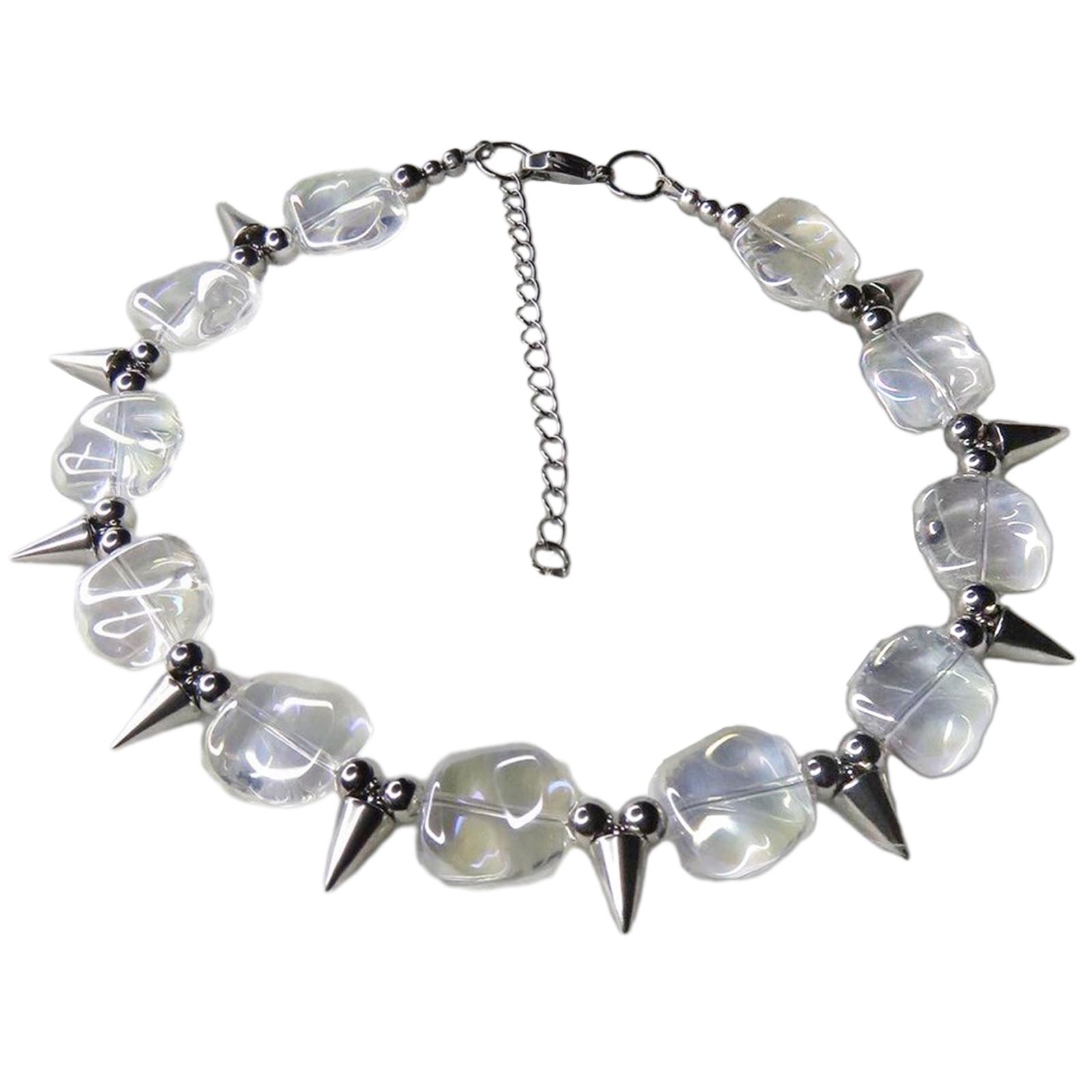 

Trendy Gothic Necklace Spike Rivet Pendant Choker Collarbone Chains Unique Rivets Jewelry for Fashion Enthusiasts 1 белый