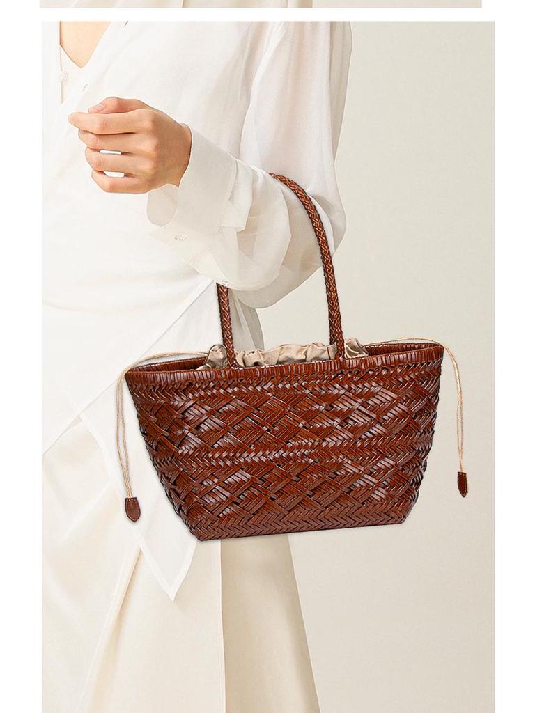 French High-End Woven Basket Handbag