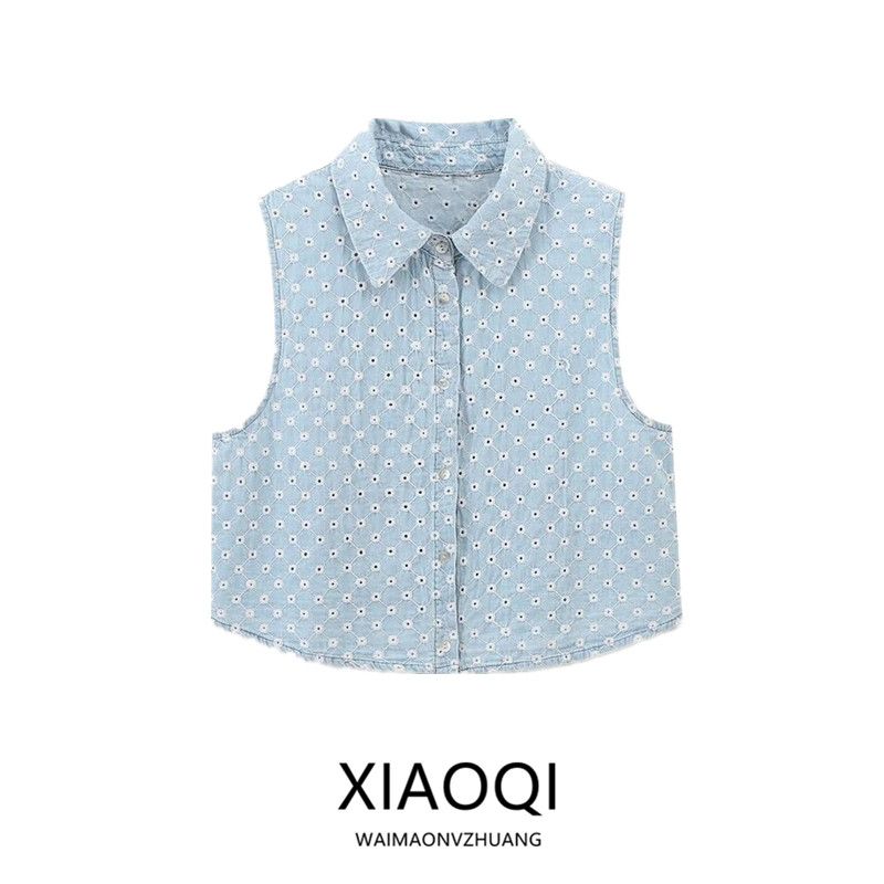 Fashion Style 2024 Autumn New Women's Clothing Stylish All-Matching Hollow Embroider Denim Tops 8445082